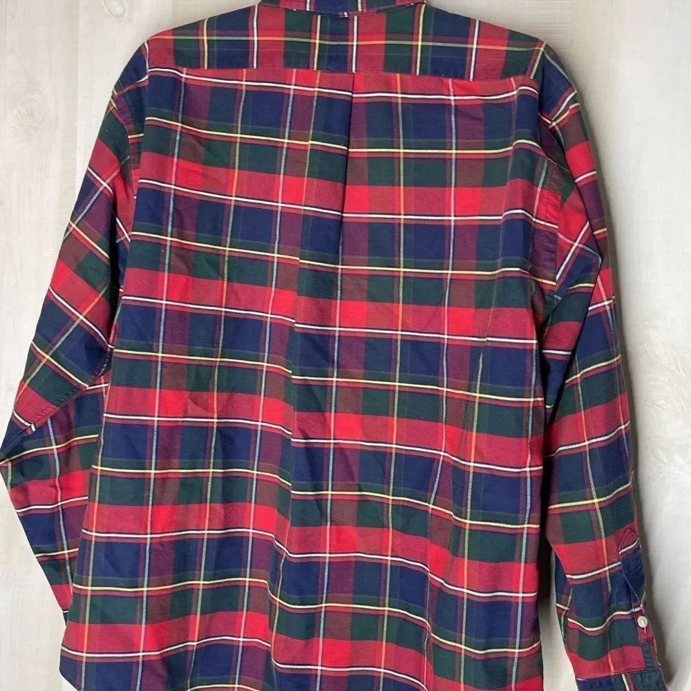 Ralph Lauren red plaid long sleeve button‎ down shirt, size 12